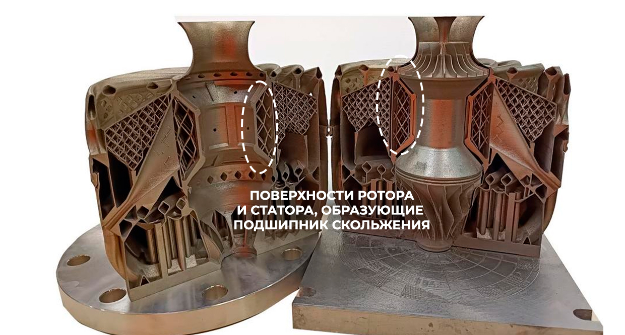 Напечатанная турбина в разрезе